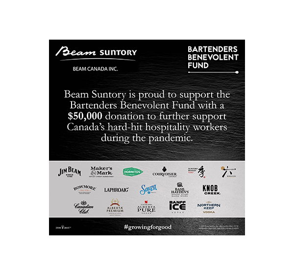 Beam Suntory Canada Further Supports Canada’s Hard-Hit Hospitality Community with Donation to the Bartenders Benevolent Fund