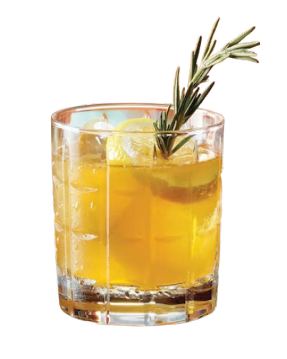 Cocktail Rosemary Maple Sour im Glas mit Rosmarinzweig